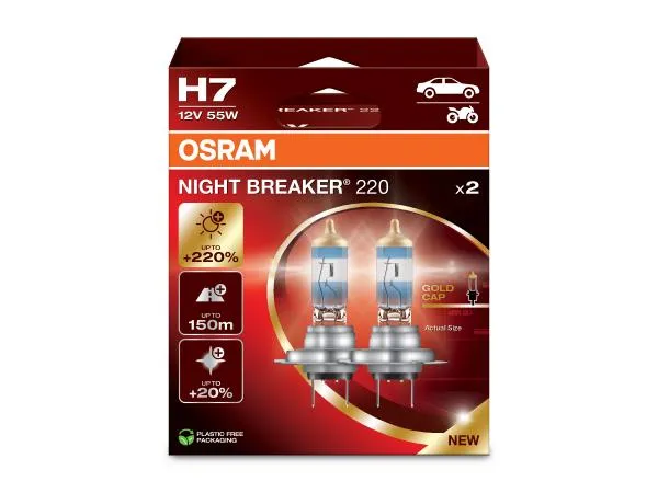 OSRAM H7 Night Breaker 220 Lampen 12V +220% mehr Licht DuoBox - 64210NB220-2HB
