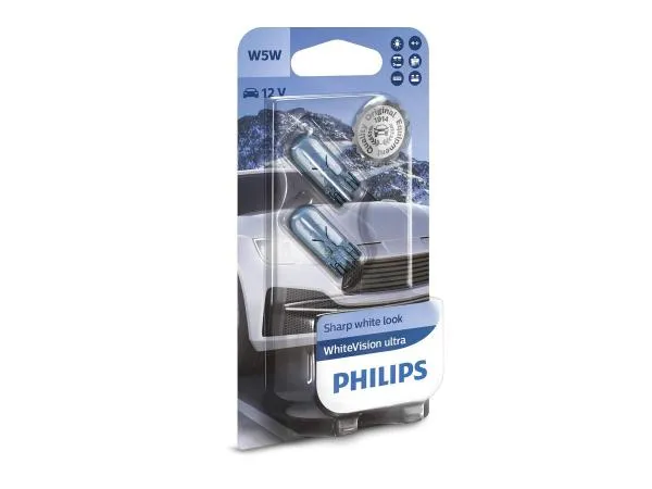 Philips W5W Leuchtmittel 12V 5W W2,1x9,5d WhiteVision Ultra DuoBox - 12961WVUB2