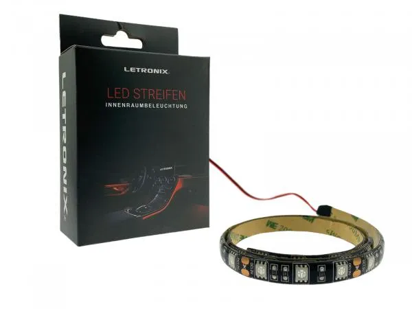 LETRONIX Flexible LED Streifen - 45x 5050 SMD - Länge 90cm - 1 Meter Kabel - 12V