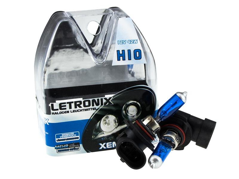 LETRONIX H10 12V 42W Halogen Leuchtmittel 8500K Xenon Gas Ultra White